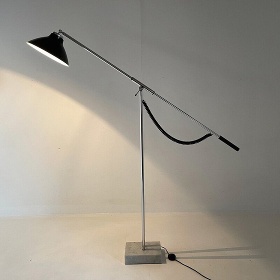 Image 1 of Vintage Italian adjustable chrome and marble floor lamp, 1960s