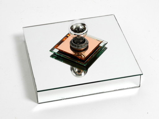 Stunning  Large 1980S Italian Mirror Ceiling Lamp In Postmodern Design