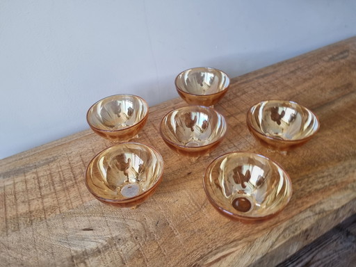 6x Bols à dessert en verre vintage