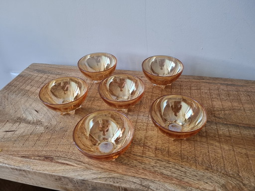 6x Bols à dessert en verre vintage