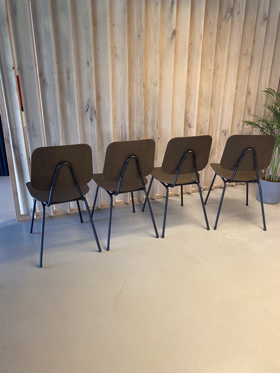 Image 1 of 4x Gijs Van Der Sluis dining chair No. 14 Oak