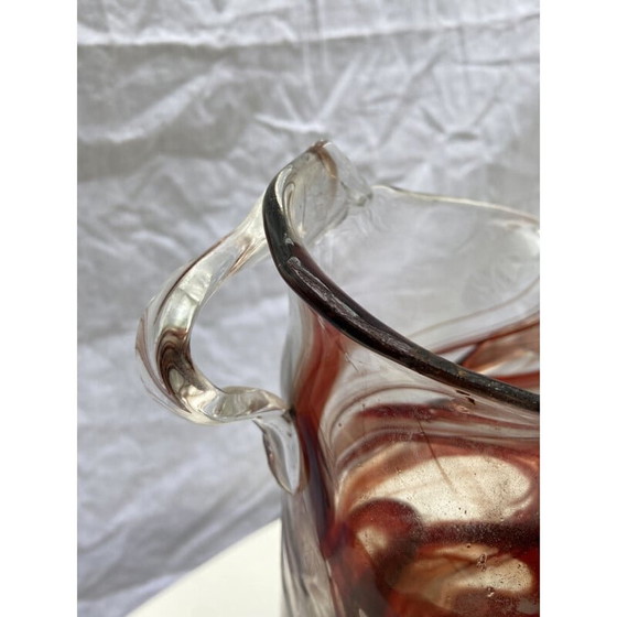 Image 1 of Vintage red scroll vase by Serge Mansau for Murano