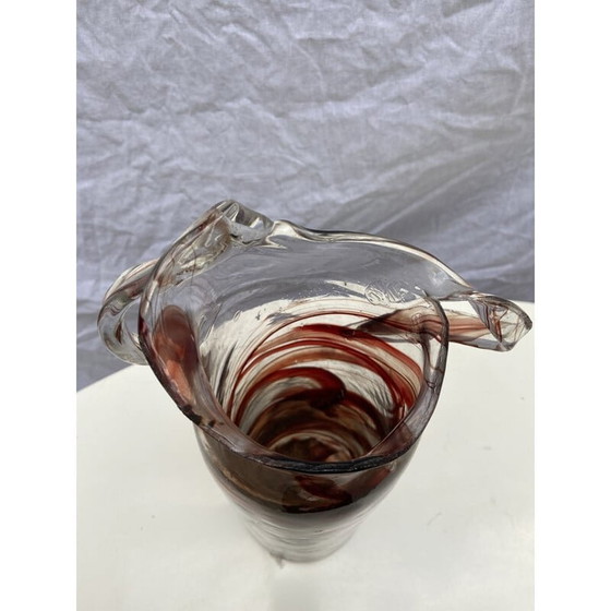 Image 1 of Vintage red scroll vase by Serge Mansau for Murano