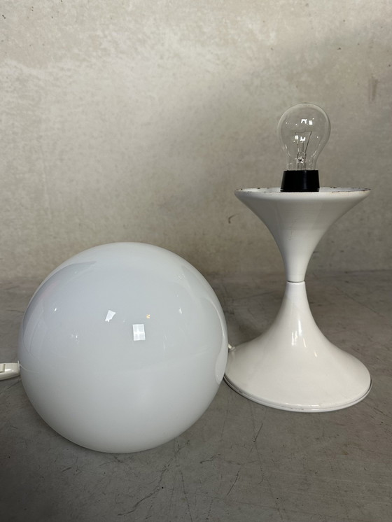 Image 1 of Vintage Tulip Table Lamp - Metal And Opaline