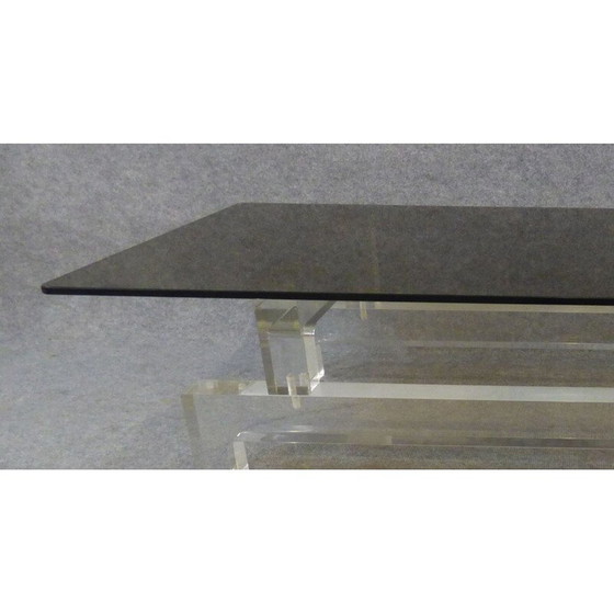 Image 1 of Tavolino da caffè vintage in vetro e base in plexiglass di Michel Dumas, 1970