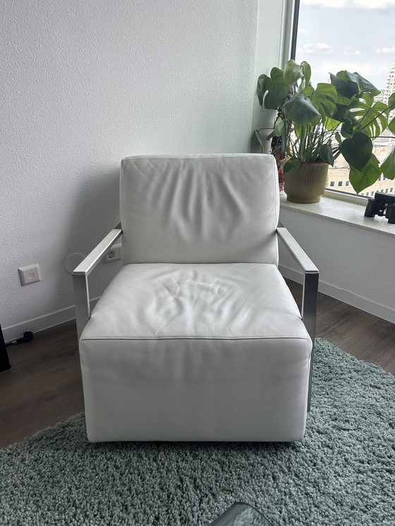 Image 1 of 2x Topform Chaise longue en cuir blanc