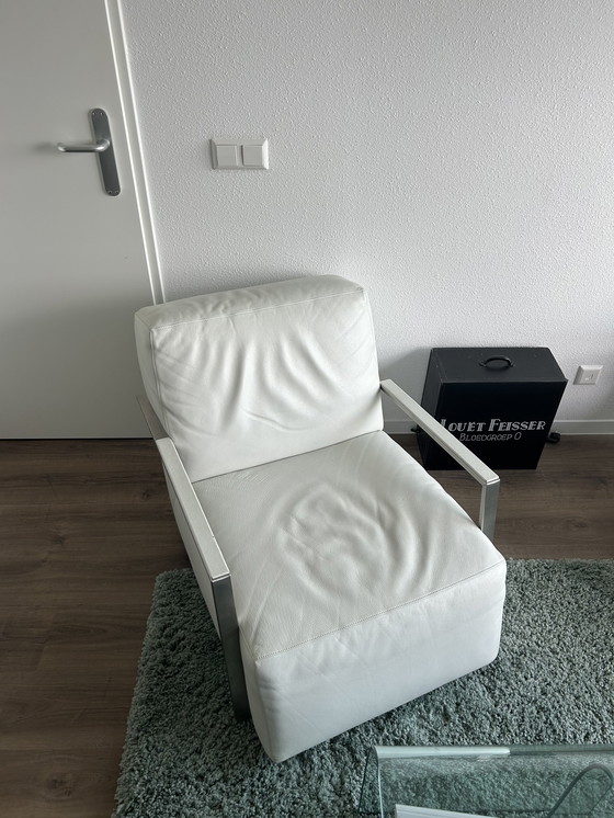 Image 1 of 2x Topform Chaise longue en cuir blanc