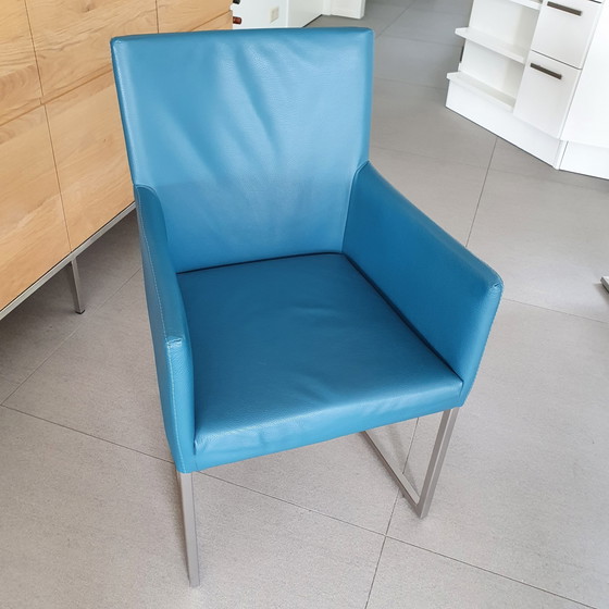 Image 1 of 4 chaises de salle à manger Bert Plantagie -Cuir/Pétrole