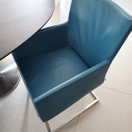 Image 1 of 4 chaises de salle à manger Bert Plantagie -Cuir/Pétrole