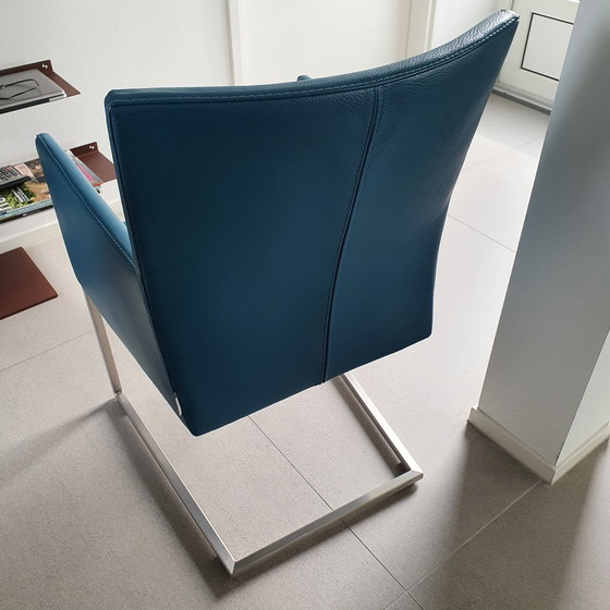 Image 1 of 4 chaises de salle à manger Bert Plantagie -Cuir/Pétrole