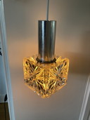 2x lampes vintage en verre et aluminium