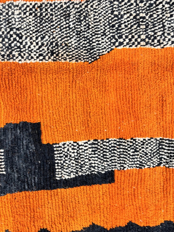 Image 1 of Modern Orange Boho Moroccan Handmade Rug