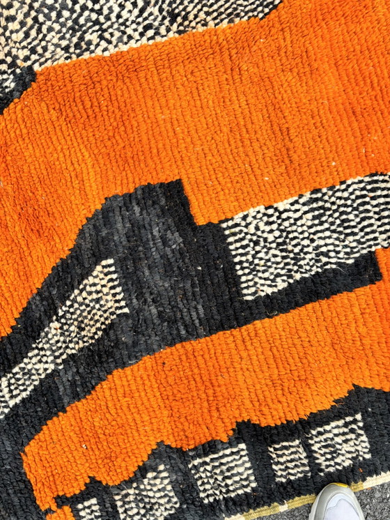 Image 1 of Modern Orange Boho Moroccan Handmade Rug