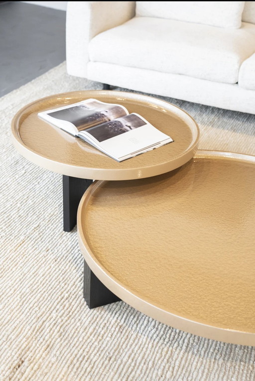 2x Eleonora Round Coffee Tables Mayson Beige