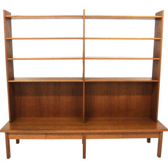 Image 1 of Vintage teak and brass dining table, Sweden 1950