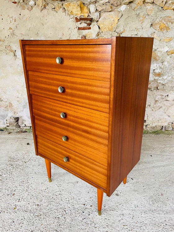 Image 1 of Tall Mid-Century Scandinavian Style ,5 Drawer , Chest Of Drawers , 1960S