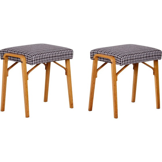 Image 1 of Pair of vintage beechwood stools by Ludvik Volak, Czechia 1950