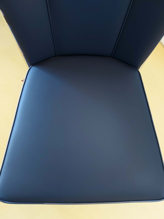 Image 1 of Gebr. van der Stroom Dutch Originals model Gispen 412S Armchair In Blue Leather (3 available)