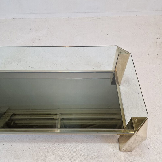 Image 1 of Vintage coffee table with 23kt gold plated base by Belgo Chrom, Belgium 1970s