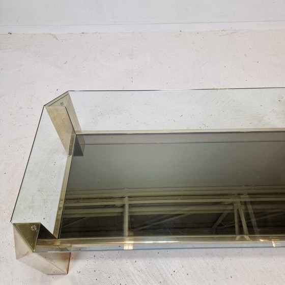 Image 1 of Vintage coffee table with 23kt gold plated base by Belgo Chrom, Belgium 1970s