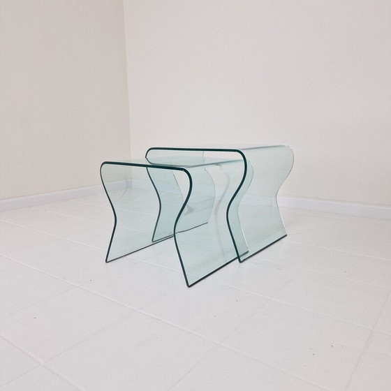 Image 1 of Vintage "Tango" glass nesting table by Fabio Di Bartolomei for Fiam Italia