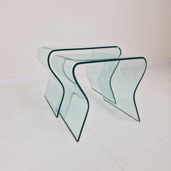Image 1 of Vintage "Tango" glass nesting table by Fabio Di Bartolomei for Fiam Italia