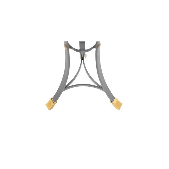 Image 1 of Vintage “Canabas” pedestal table in patinated leather and steel, France
