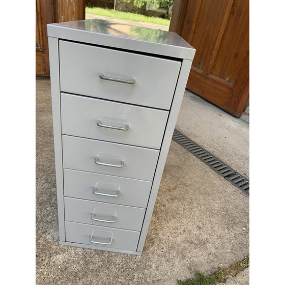 Image 1 of Cassettiera industriale vintage in metallo grigio, anni '80