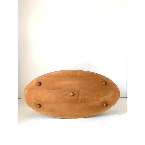 Image 1 of Vintage oval coffee table in curved solid walnut, Italy 1960