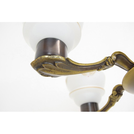 Image 1 of Lampadario vintage Art Déco in vetro e rame, Germania anni '30