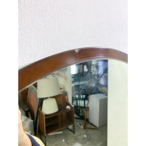 Specchio di metà secolo in legno e vetro, Italia