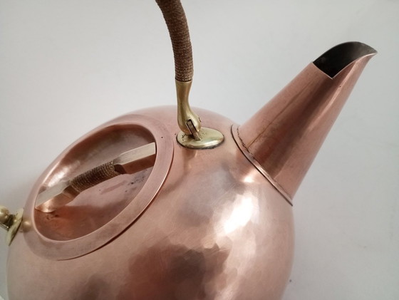 Image 1 of Werkstatte Carl Auböck Brass & Copper Modernist/Bauhaus Teapot Vienna 1950S