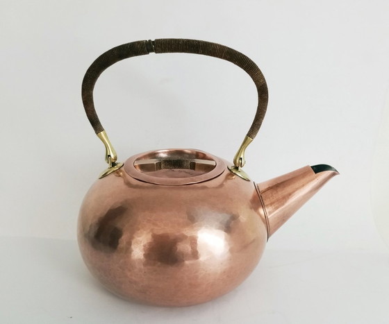 Image 1 of Werkstatte Carl Auböck Brass & Copper Modernist/Bauhaus Teapot Vienna 1950S