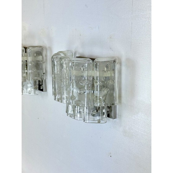 Image 1 of Set di 4 lampade da parete vintage in vetro di Murano trasparente, Italia anni '70