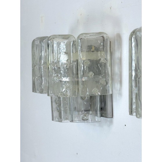 Image 1 of Set di 4 lampade da parete vintage in vetro di Murano trasparente, Italia anni '70