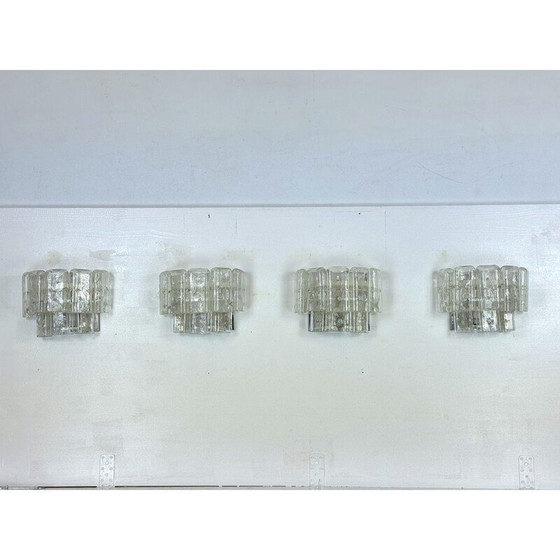 Image 1 of Set di 4 lampade da parete vintage in vetro di Murano trasparente, Italia anni '70