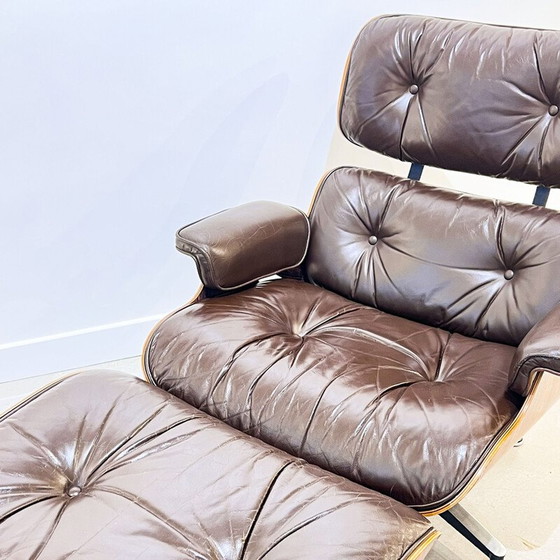 Image 1 of Vintage armchair with ottoman in Rio rosewood by Charles and Ray Eames, 1970