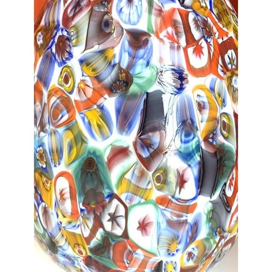 Image 1 of Lampada da tavolo piccola a forma di uovo in vetro di Murano multicolore floreale