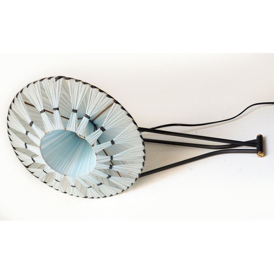 Image 1 of Vintage brass and black metal wall lamp by René Mathieu for Lunel, France 1950