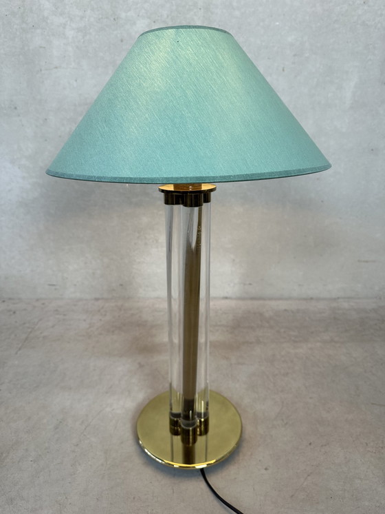 Image 1 of Vintage Hollywood Regency Table Lamp - Brass And Perspex