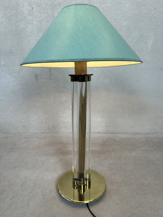 Image 1 of Vintage Hollywood Regency Table Lamp - Brass And Perspex