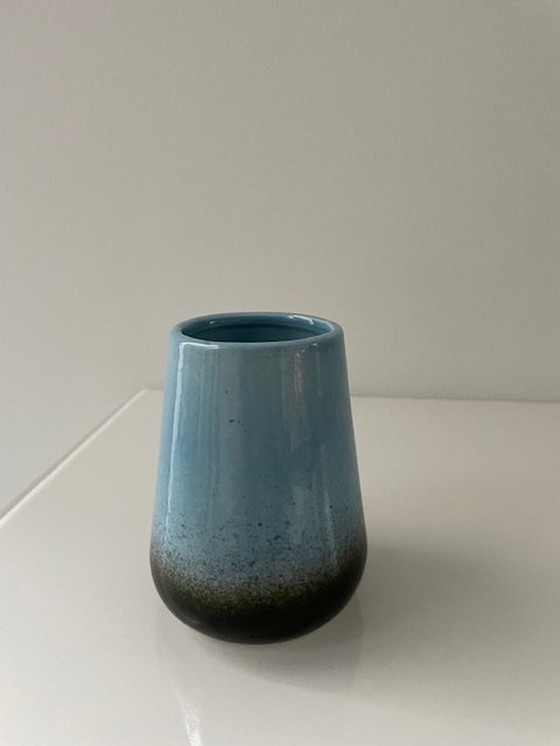 Image 1 of Vase Light Blue And Black Glaze