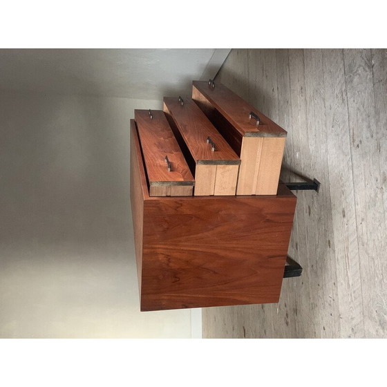 Image 1 of Vintage teak and metal chest of drawers with 4 drawers