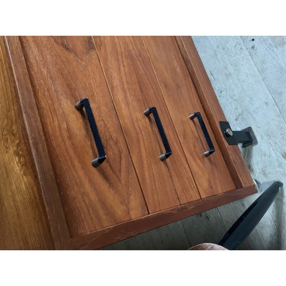 Image 1 of Vintage teak and metal chest of drawers with 4 drawers