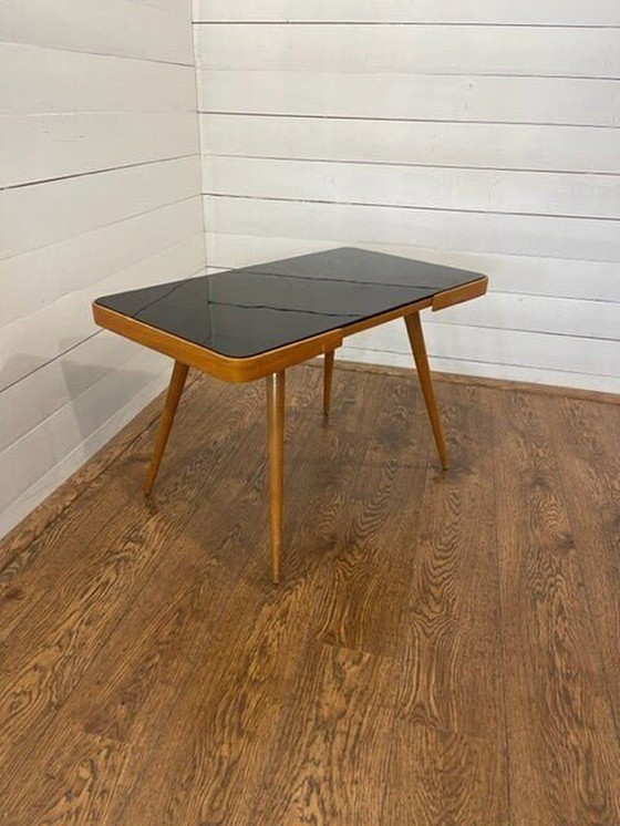 Image 1 of Table basse originale des années 1960 de Jiri Jiroutek avec plateau en verre noir