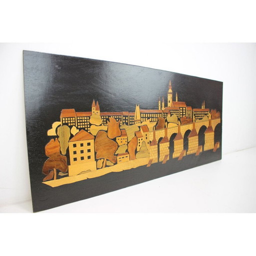 Ilustración vintage de madera, Checoslovaquia, 1950