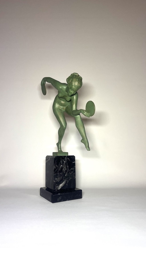 Beautiful Art Deco Statue , Signed (Derrene) , Max Le Verrier