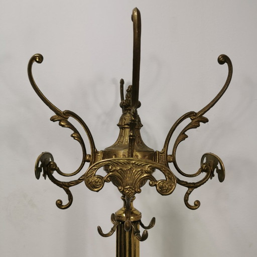 Brass Rococo Standing Coat Rack Hollywood Regency Hall Tree 02