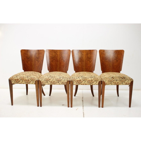 Image 1 of Set of 4 vintage H-214 fabric dining chairs by Jindrich Halabala for Up Závody, Czechoslovakia 1950