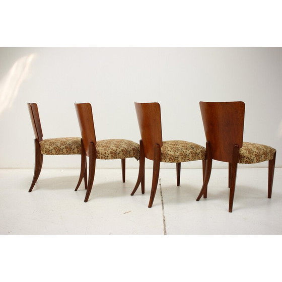 Image 1 of Set of 4 vintage H-214 fabric dining chairs by Jindrich Halabala for Up Závody, Czechoslovakia 1950